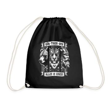 Bärtigeropa Bär Tiger Mann Geschenk Opa Sprüche - Turnbeutel - Schwarz - Vorne