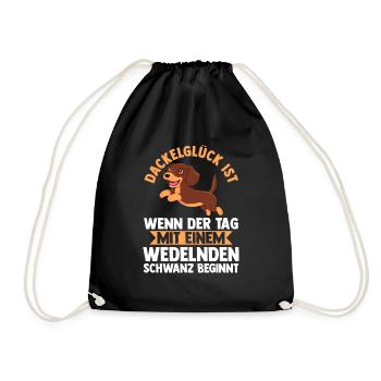 Hund Dachshund Dackel - Turnbeutel - Schwarz - Vorne