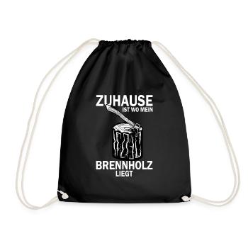Zuhause ist wo mein Brennholz ist - Turnbeutel - Schwarz - Vorne