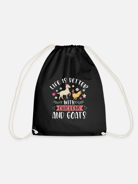 Goats & Chickens Funny Goat Lover - Turnbeutel - Schwarz