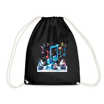 Pingouins jouant avec des notes en forme de glace - Sac de sport léger - noir - Devant