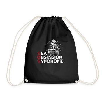 vintage sail hobby sailor cap captain sailing - Drawstring Bag - black - Front
