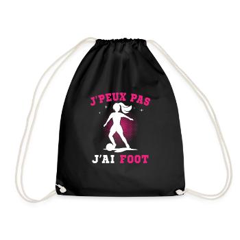 J Peux Pas J Ai Foot Football Joueur Fille Enfant - Sac de sport léger - noir - Devant