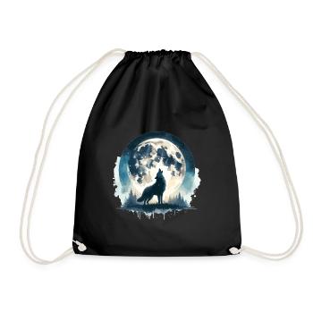 Wolf howls melodically under full moon - Drawstring Bag - black - Front