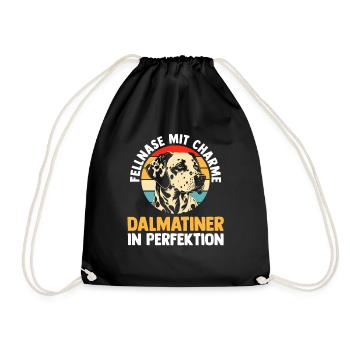 Hund Dalmatiner - Turnbeutel - Schwarz - Vorne
