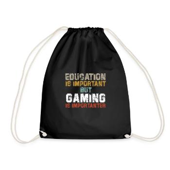 Education Important Gaming Importanter - Drawstring Bag - black - Front