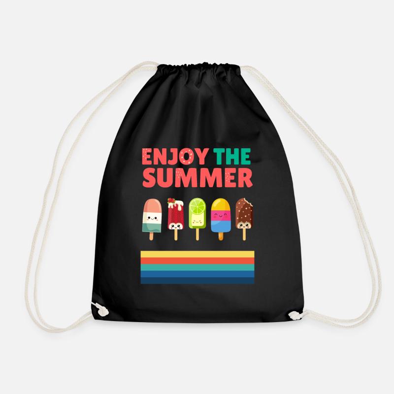 Ice cream time - Drawstring Bag - black