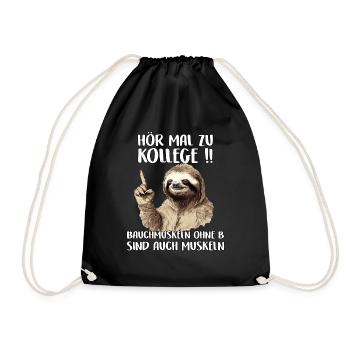 Faultier Geschenk Sportmuffel Geschenkidee Sloth - Turnbeutel - Schwarz - Vorne