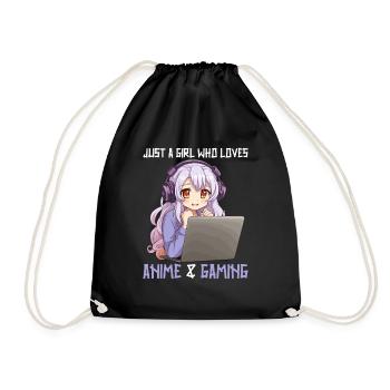 Kawaii Girl Anime Manga Fille Chat - Sac de sport léger - noir - Devant