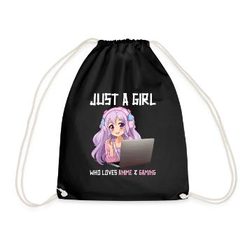 Kawaii Girl Anime Manga Fille Chat - Sac de sport léger - noir - Devant