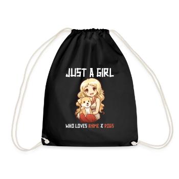 Kawaii Girl Anime Manga Fille et Chien - Sac de sport léger - noir - Devant