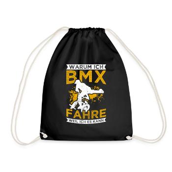 BMX Bike Fahrrad Fans Rad Biker BMX Fahradfahrer - Turnbeutel - Schwarz - Vorne