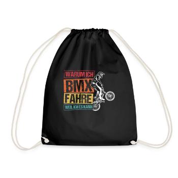 BMX Radfahren Fahrrad Geschenk Fahrrad BMX MTB - Turnbeutel - Schwarz - Vorne