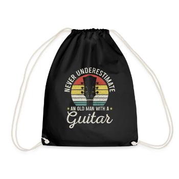 Guitar Vintage Guitarist Gift - Drawstring Bag - black - Front
