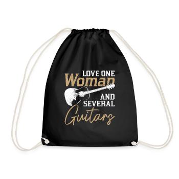 Guitar Vintage Guitarist Gift - Drawstring Bag - black - Front