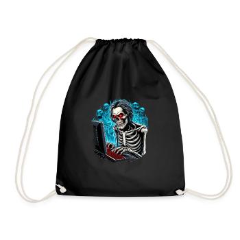 Skeleton, gamer in hell with ghosts/demons - Drawstring Bag - black - Front