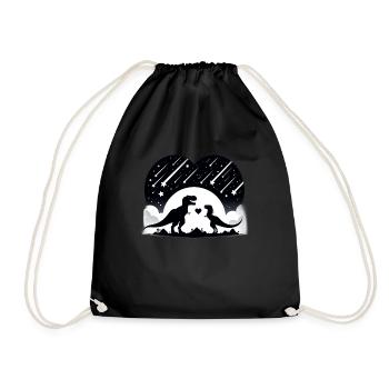 Dino Love T-Rex Meteor Shower Valentinstag - Turnbeutel - Schwarz - Vorne