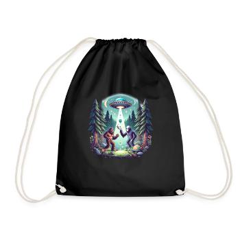 Bigfoot rencontre une rencontre extraterrestre avec un OVNI dans une forêt - Sac de sport léger - noir - Devant