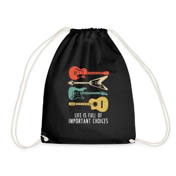 Guitar Vintage Guitarist Gift - Drawstring Bag - black - Front