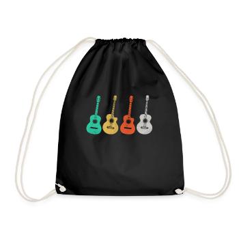 Guitar Vintage Guitarist Gift - Drawstring Bag - black - Front