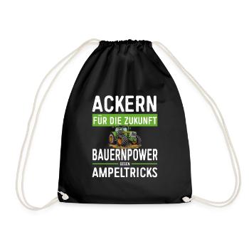 Ackern Für Die Zukunft - Bauernprotest 2024 - Turnbeutel - Schwarz - Vorne