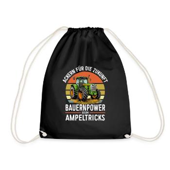 Ackern Für Die Zukunft - Bauernprotest Shirt - Turnbeutel - Schwarz - Vorne