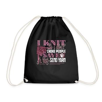 Knitting I Knit So I Don't Choke People - Drawstring Bag - black - Front