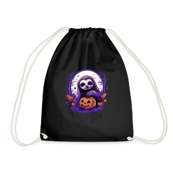 Halloween Deko Faultier Outfit Halloween Geschenk - Turnbeutel - Schwarz - Vorne