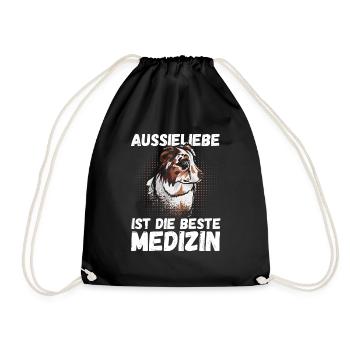 Australian Shepherd Hund Aussie - Turnbeutel - Schwarz - Vorne
