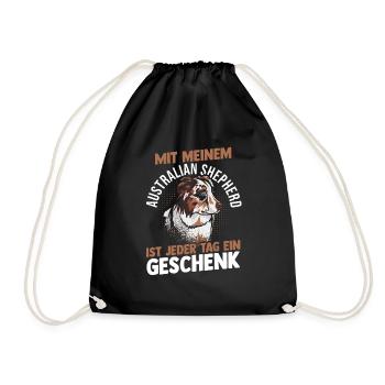 Australian Shepherd Hund Aussie - Turnbeutel - Schwarz - Vorne