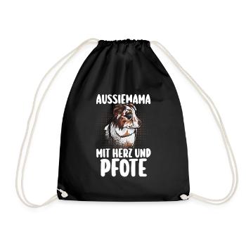 Australian Shepherd Hund Hundemama Aussie - Turnbeutel - Schwarz - Vorne