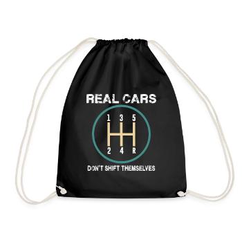 Real Cars Don't Shift Themselves Funny Cars Quotes - Drawstring Bag - black - Front