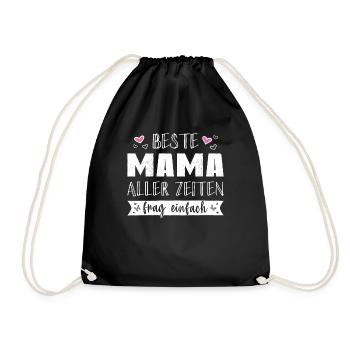 Beste Mama Muttertag Personalisiert Namensgeschenk - Turnbeutel - Schwarz - Vorne