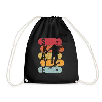 Skateboard Skateboarding Skater Vintage Retro Boar - Drawstring Bag - black - Front