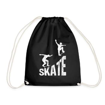 Skateboard Skateboarding Skater Vintage Retro Boar - Drawstring Bag - black - Front