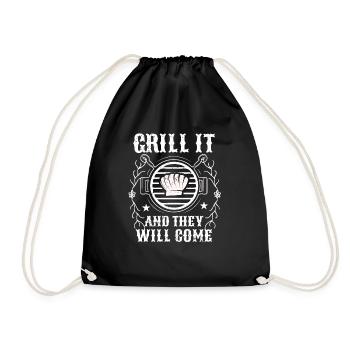 BBQ Smoker Meat Grilling Funny - Drawstring Bag - black - Front