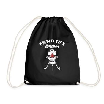 BBQ Smoker Meat Grilling Funny - Drawstring Bag - black - Front