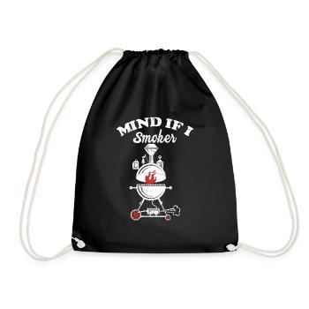 BBQ Smoker Meat Grilling Funny - Drawstring Bag - black - Front