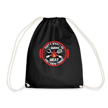 BBQ Smoker Meat Grilling Funny - Drawstring Bag - black - Front