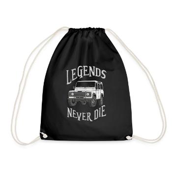 Landy Defender 4x4 Legends never die - Bestseller - Turnbeutel - Schwarz - Vorne