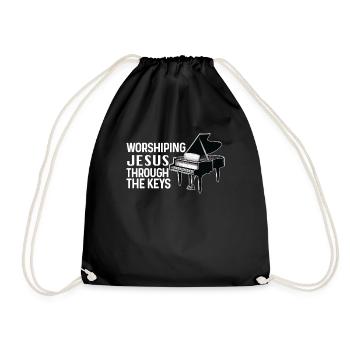 Pianiste chrétien Jésus Pianiste Musicien - Sac de sport léger - noir - Devant