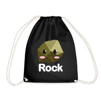 Rock Paper Scissors Funny Group Kawaii - Drawstring Bag - black - Front