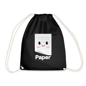 Rock Paper Scissors Funny Group Kawaii - Drawstring Bag - black - Front