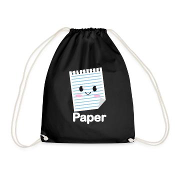 Rock Paper Scissors Funny Group Kawaii - Drawstring Bag - black - Front