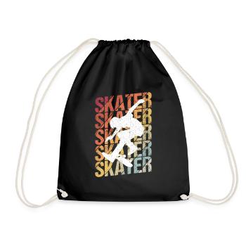 Skateboard Skateboarding Skater Vintage Retro Boar - Drawstring Bag - black - Front