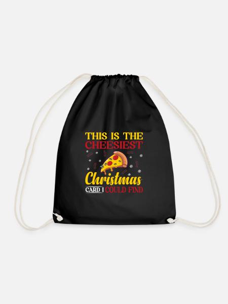 Perfect Pizza & Cheese Lover Christmas Vintage - Drawstring Bag - black