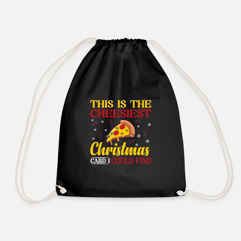 Perfect Pizza & Cheese Lover Christmas Vintage - Drawstring Bag - black