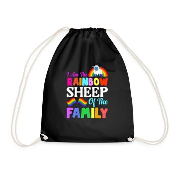 Couleur arc-en-ciel mouton Design grand cadeau pour la famille - Sac de sport léger - noir - Devant