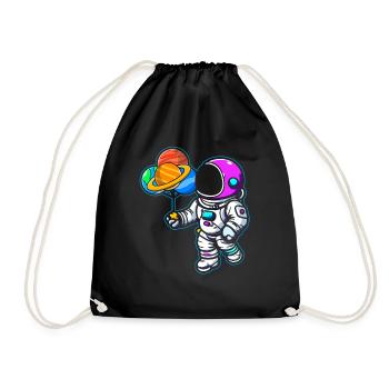 Astronaute tenant des ballons de planète Système solaire - Sac de sport léger - noir - Devant