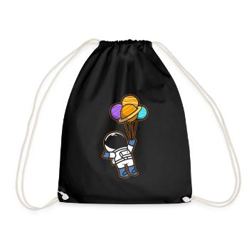 Astronaute tenant des ballons de planète Système solaire - Sac de sport léger - noir - Devant